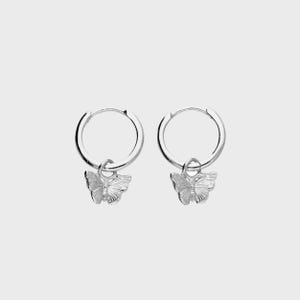 Silver Butterfly Huggie Hoop Earrings | 925 Sterling Silver Butterfly Charm Earrings | Dainty Drop Butterfly Earrings | Gift for Her