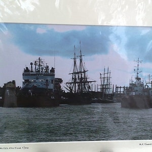 Great Yarmouth Harbour, Tall Ships, Maritime, Norfolk, Signed Limited Edition A4 Landscape Color Photograph, 40cm x 30cm (16” x 12”) Mount