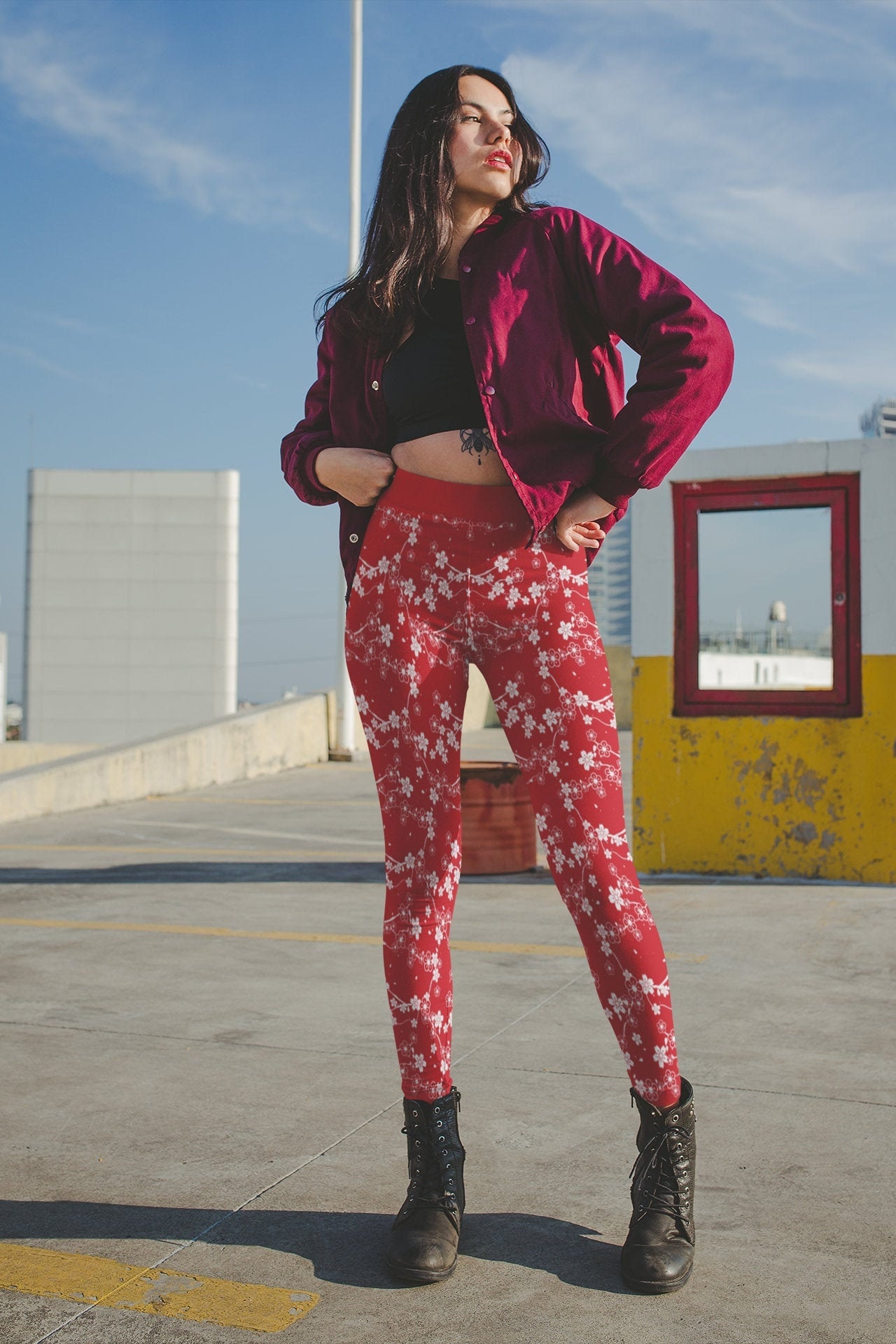 Japanese Cherry Blossom Leggings Art 