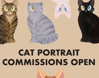 Custom Digital Cat Portrait, Pet Memorial Art (Digital Download)