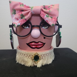 Pink Glossy Ceramic 6 Inch Pot Head Planter