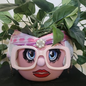 Large Pink Heart Shaped Ceramic Pot/Plant Head