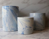 Marble planter with Drainage beautiful smoky blue marble, modern minimalist for unique house plant, succulent planter, fathers day