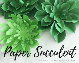 Paper succulent | plant template | succulent template | plate flower template | papercraft | paper garden | paper plants