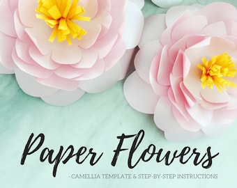 Paper camellia template | flower template | paper flower backdrop | flower backdrop | giant paper flower | large paper flowers