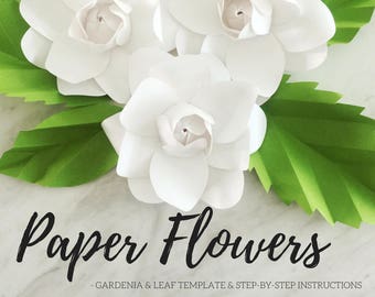 Paper gardenia template | paper flower template | paper flower backdrop | flower backdrop DIY | leaf template | paper flower
