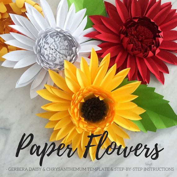 paper flower template paper daisy template giant paper etsy