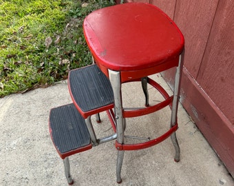 Cosco Red and Chrome Step Stool