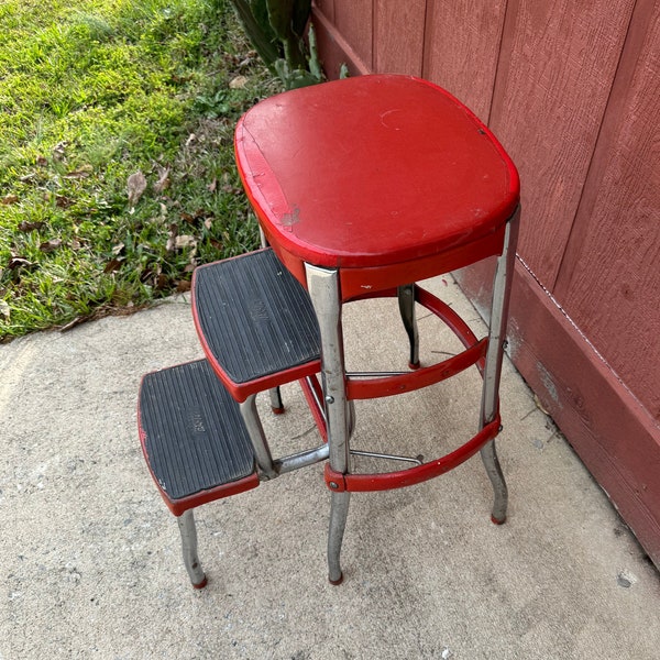 Cosco Red and Chrome Step Stool