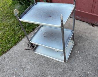 Chariot De Cuisine Vintage Cosco – 3 Niveaux Métal Doré – Modèle MCM Années 50-70 – USA