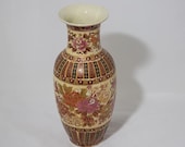 Vintage Porcelain Ceramic Large Satsuma Chinese Hand Painted Vase