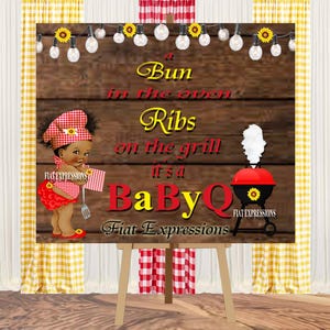 Baby-Q Girl Red & Yellow with Sunflower/Baby Shower Poster Backdrop Digital File
