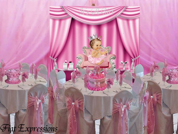 Princess Baby Shower Decorations Supplies Pink Silver Etsy