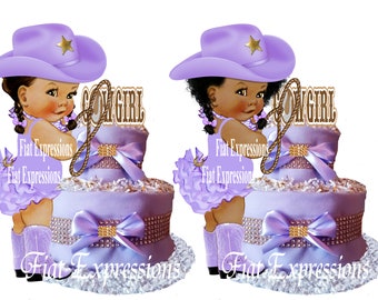 Cowgirl Diaper Cake and Cowgirl Baby Shower Centerpiece & Gift