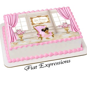 Princess Standing in Living Room Pink Gold Edible Cake Image Digital File