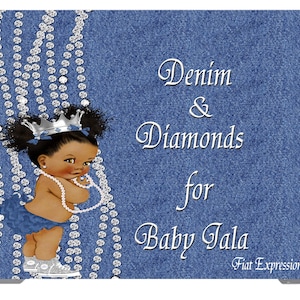Denim & Diamonds for this Little Girl Baby Shower Poster Backdrop Digital File
