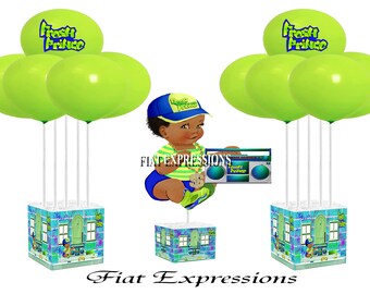 Fresh Prince Sitting Baby Shower Centerpiece & Balloon Bouquet Set with 3 or More Centerpieces