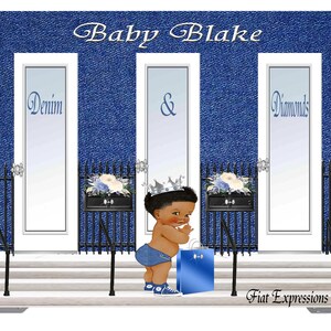 Denim & Diamonds Boy at Store Baby Shower Poster Backdrop Digital File