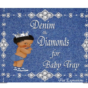 Denim & Diamonds for a Boy Baby Shower Poster Backdrop Digital File