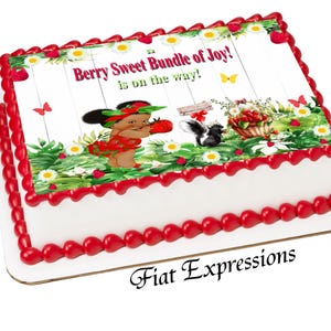Strawberry Girl Red Baby Shower Edible Cake Image Digital File, Strawberry Edible Cake Image, Baby Shower