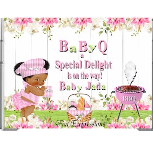 Baby-Q Girl Baby Shower Backdrop, Baby-Q Baby Shower Poster, Baby-Q Baby shower Sign, Baby-Q Baby Shower Photo Prop Digital File