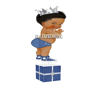 Denim & Diamonds Blue and Silver Boy Baby Shower Centerpiece, Baby Shower Decorations