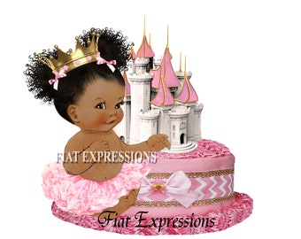 Princess Pink Gold Mini Diaper Cake & Princess Baby Shower Gift and Centerpiece