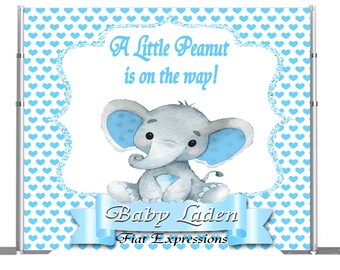 Fondo de baby shower de elefantes y corazones Archivo digital DIGITAL