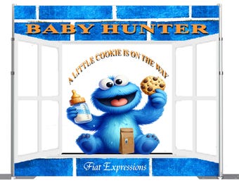 Cookie Monster Baby Shower Backdrop, Cookie Monster Themed Baby Shower Poster Digital File