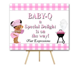 Baby-Q Girl Pink & Baby-Q Baby Shower Poster Backdrop Digital File