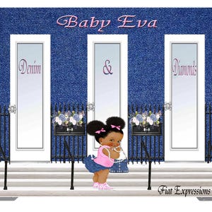 Denim & Diamonds Girl with Purse Baby Shower Poster Backdrop Digital File
