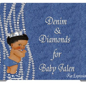 Denim & Diamonds for this Little Boy Baby Shower Poster Backdrop Digital File
