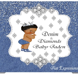 Denim & Diamonds Little Boy Baby Shower Poster Backdrop Digital File