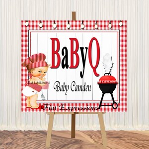 Baby-Q Boy Red & Yellow Baby Shower Poster Backdrop Digital File