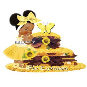 Sunflower Diaper Cake 2 Tier Yellow with Butterfly Topper/Sunflower Baby Shower Centerpiece & Gift