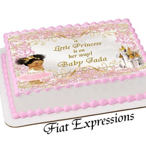 Princess Pink Gold Baby Shower Edible Cake Image Digital File