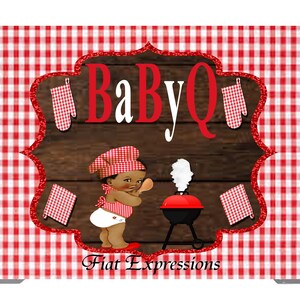 Baby-Q Boy Red Brown & White Baby Shower Poster Backdrop Digital File