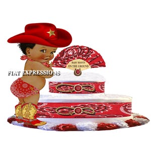 Baby Boots on the Ground Diaper Cake, Cowboy Diaper Cake, Country Western Red, Baby Boots on the Ground Baby Shower Centerpiece & Gift