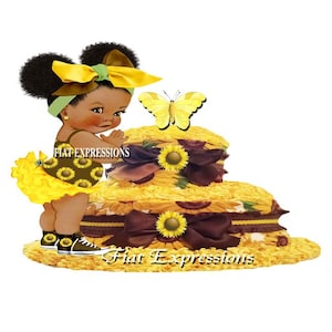 Sunflower Diaper Cake 2 Tier Yellow/Sunflower Baby Shower Centerpiece & Gift