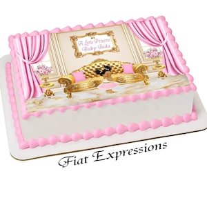 Princess Baby in Living Room Pink Gold Edible Cake Image Digital File