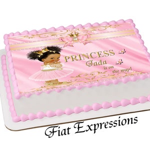 Princess Pink Gold Edible Cake Image Digital File