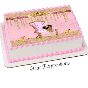 Princess Pink Gold Baby Shower Edible Cake Image Digital File