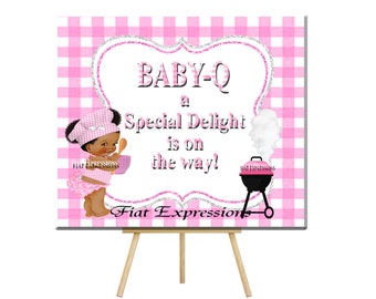 Baby-Q Girl Pink & Baby-Q Baby Shower Poster Backdrop Digital File