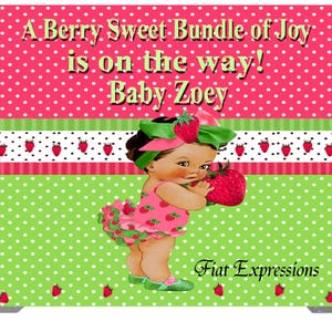 Strawberry Pink Girl Baby Shower Backdrop, Strawberry Baby Shower Poster, Strawberry Baby Shower Photo Prop, Strawberry Sign Digital File