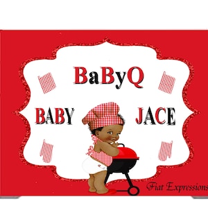 Baby-Q & Grill Baby Shower Poster Backdrop Digital File, Baby Shower Banner, Baby Shower Sign, Baby Shower Photo Prop
