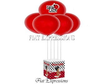 Ladybug Red & Black Polka Dot with Sitting Girl Baby Shower Balloon Centerpiece