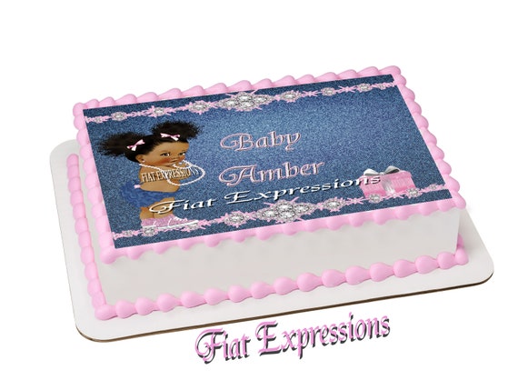 Denim & Diamonds Edible Cake Image Digital File Il_570xn