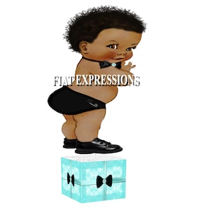 Breakfast at Tiffany&#39;s Black Attire Boy Baby Shower Centerpiece