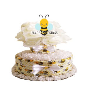 Bumblebee Diaper Cake, 2 Tier Diaper Cake, Bumblebee Baby Shower Centerpiece & Gift
