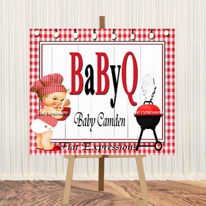 Baby-Q Boy Red Baby Shower Poster Backdrop Digital File